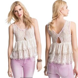Free People Daydream Lace Crocheted Top